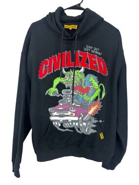 Civilized Don’t Get Left Behind Black Hoodie, Size M